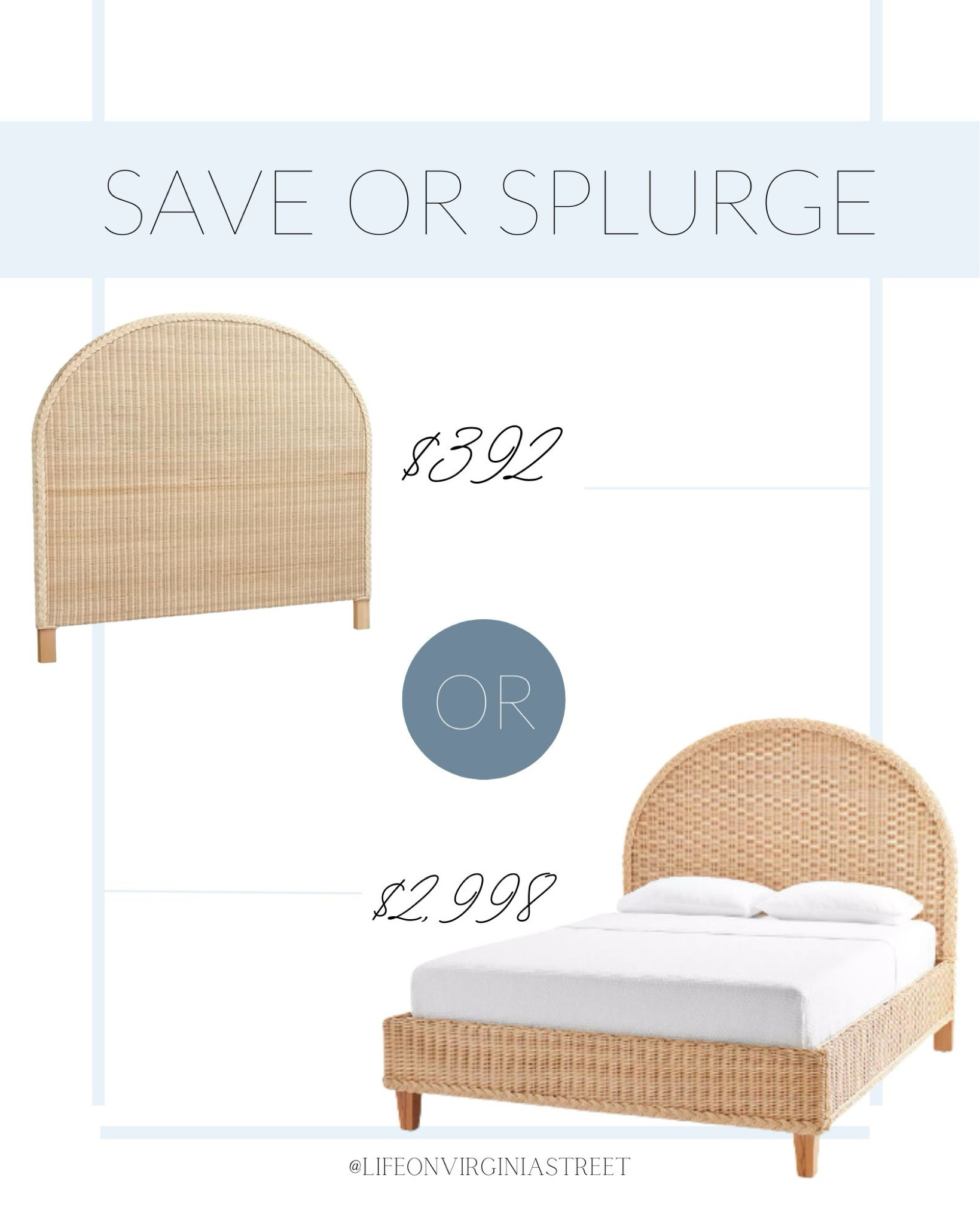 Loving these save and splurge options of the Serena & Lily Bungalow bed! I love the woven wicker with braided trim and brass details! So perfect for a coastal bedroom! Also linking coordinating save/splurge items from both collections like the nightstand and mirror.
.
#ltkhome #ltksalealert #ltkseasonal nightstand ideas, neutral furniture, rattan nightstands, gold hardware 

#LTKSeasonal #LTKHome #LTKSaleAlert