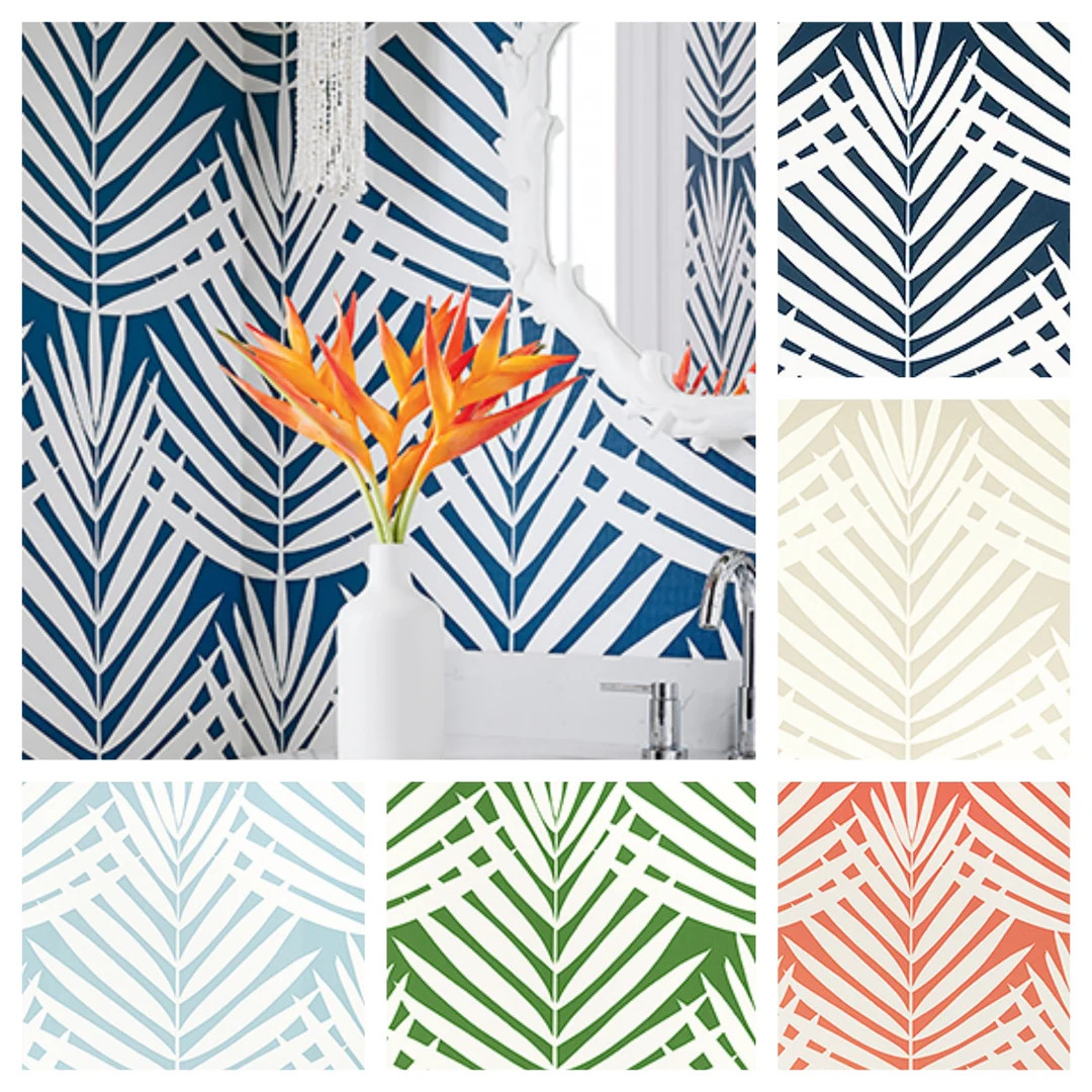 Designer Thibaut Croatia Palm Wallpaper (Packaged in double rolls) (other colors available) | Etsy (US)