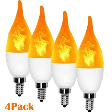 4 pack LED Orange Yellow Color Flame Fire Effect Vintage Decorative Light Bulb Lamp Candles Christma | Walmart (US)