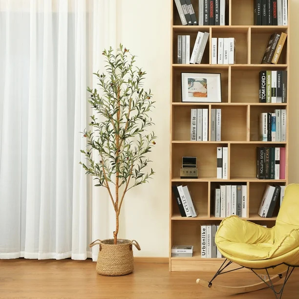 6 ft Artificial Olive Plants with Realistic Leaves and Natural Trunk, Silk Fake Potted Tree with ... | Walmart (US)