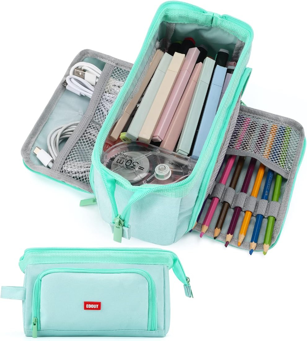 EOOUT Big Capacity Pencil Case Pencil Pouch Pen Bag Large Organized Pen Case Office Supplies Stat... | Amazon (US)