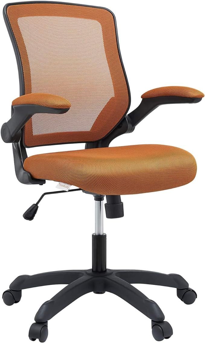 Modway Veer Office Chair with Mesh Back and Vinyl Seat With Flip-Up Arms in Tan | Amazon (US)