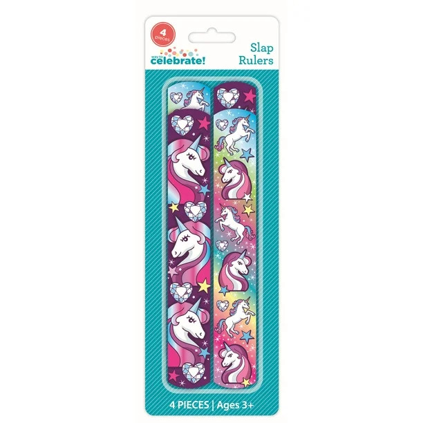 WAY TO CELEBRATE! Unicorn Slap Bracelet Birthday Party Favors, 4 Count | Walmart (US)