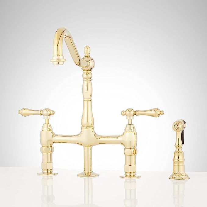 Signature Hardware 907295 Bellevue Bridge Kitchen Faucet with Brass Sprayer - Lever Handles | Amazon (US)