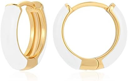 Lourny Small Hoop Earrings for Women, 18K Gold Plated Hypoallergenic Cute Enamel Huggie Earring G... | Amazon (US)