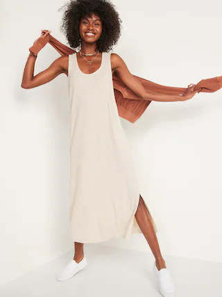 Sleeveless Cross-Back Rib-Knit Midi Shift Dress for Women | Old Navy (US)
