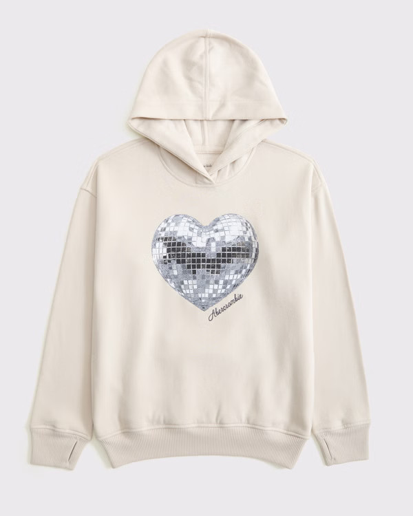 girls legging-friendly graphic popover hoodie | girls tops | Abercrombie.com | Abercrombie & Fitch (US)