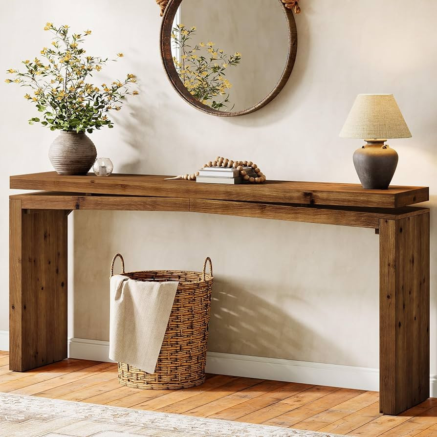 Solid Wood Console Table, 63-Inch Long Farmhouse Sofa Table Behind Couch for Entryway, Living Roo... | Amazon (US)