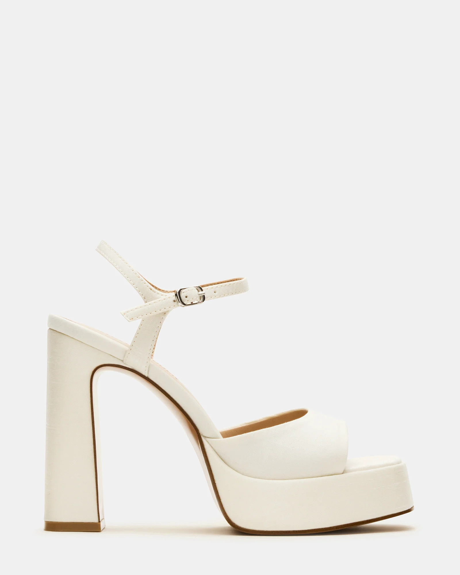 LINADRA Ivory Satin Women's Platform Square-Toe Strappy Heel | Steve Madden (US)