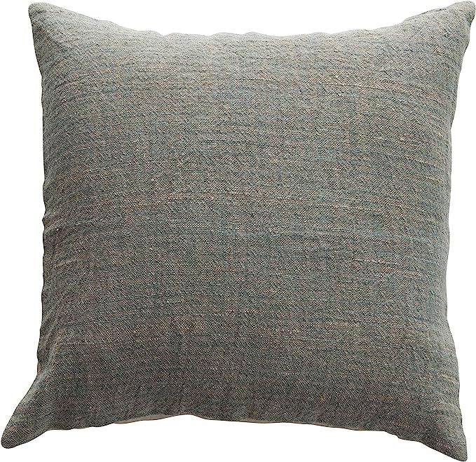 Creative Co-Op Square Blue Striped Woven Cotton & Linen Pillow | Amazon (US)