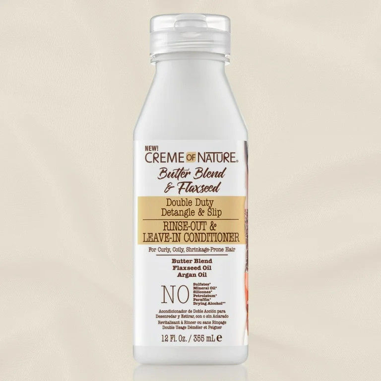 Creme of Nature Butter Blend & Flaxseed Detangle & Slip Rinse Out & Leave-In Conditioner, 12 oz | Walmart (US)