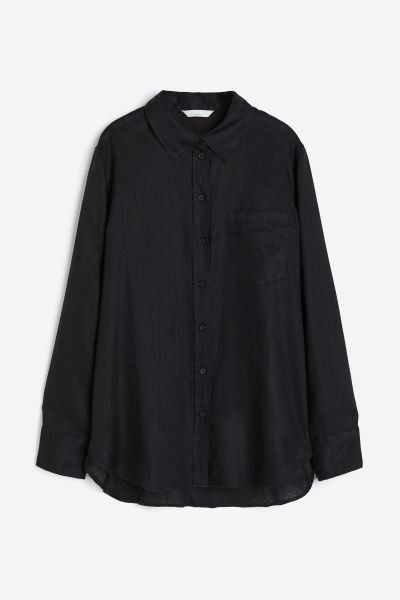 Linen Shirt - Black - Ladies | H&M US | H&M (US + CA)