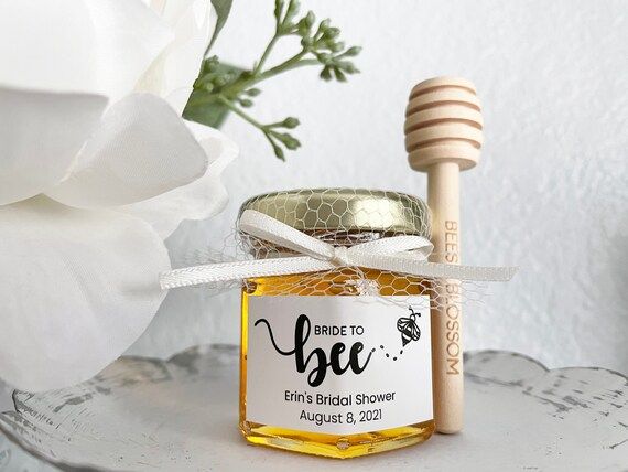 2oz Custom Honey Favors in Gold Hexagon Jars with Mesh  | Etsy | Etsy (US)