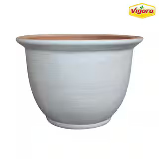 Vigoro 18.8 in. Giselle Large Chalk Resin Composite Planter (18.8 in. D x 12.4 in. H) With Draina... | The Home Depot