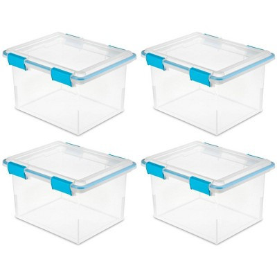 Sterilite Gasket Box, Stackable File Tote Storage Bin with Lid, 32 Quart, 4 Pack | Target