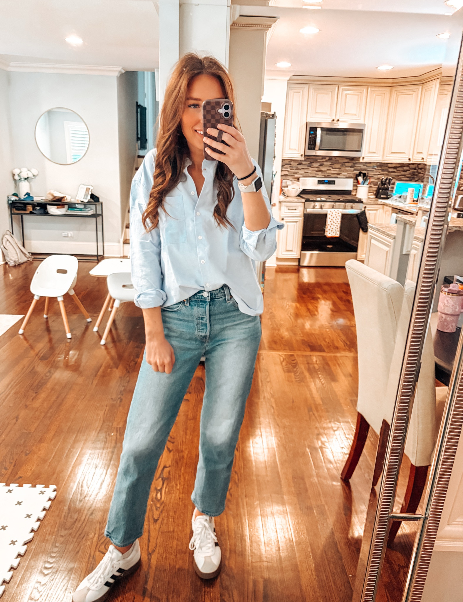 Button down top / jeans / sneakers / mom outfit / teacher outfit / outfit idea 

#LTKootd #LTKmomlife #LTKWorkwear