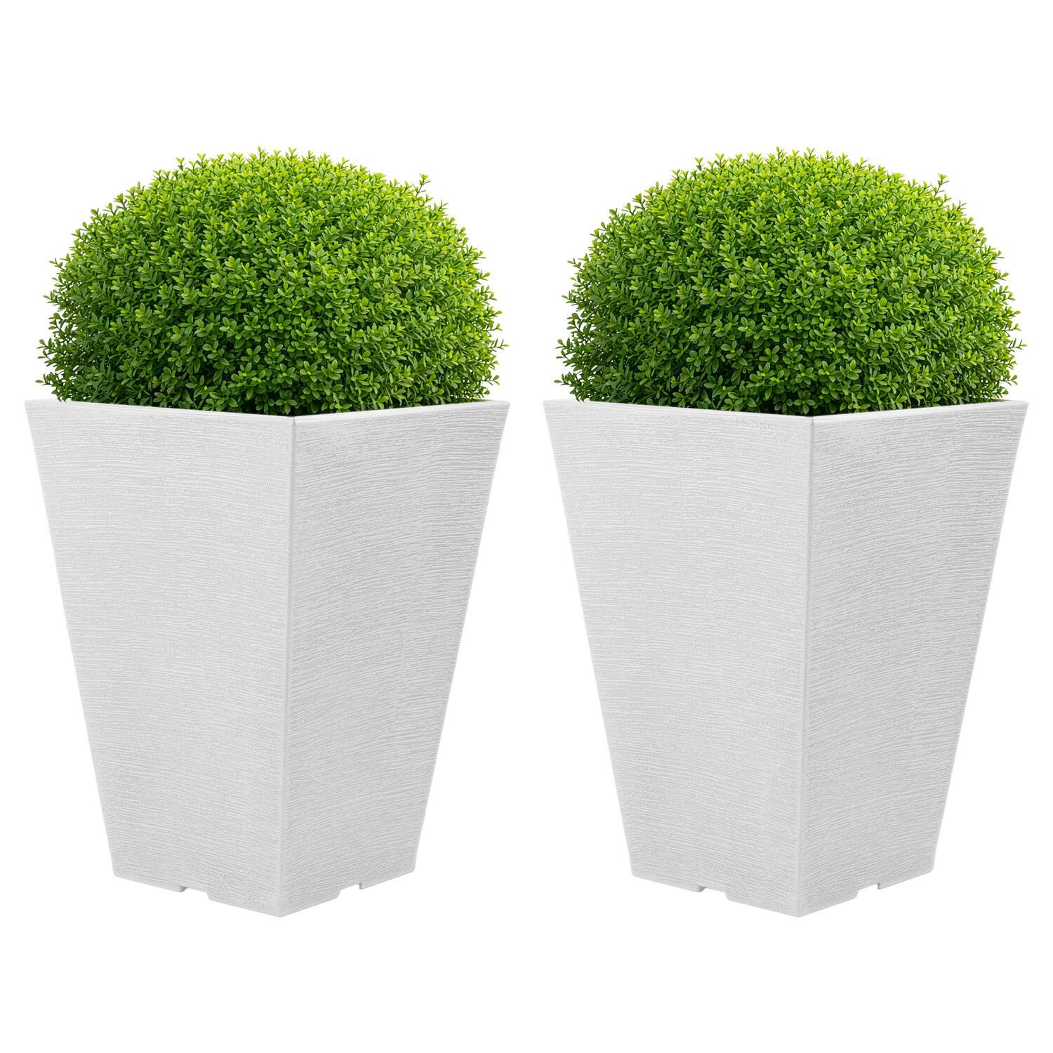 Pure Garden - 2-Pack Large Outdoor Planters 13.75-Inch Tall Planters Plastic Flower Pots for Patio, Entryway, or Front Porch Decor | Best Buy U.S.