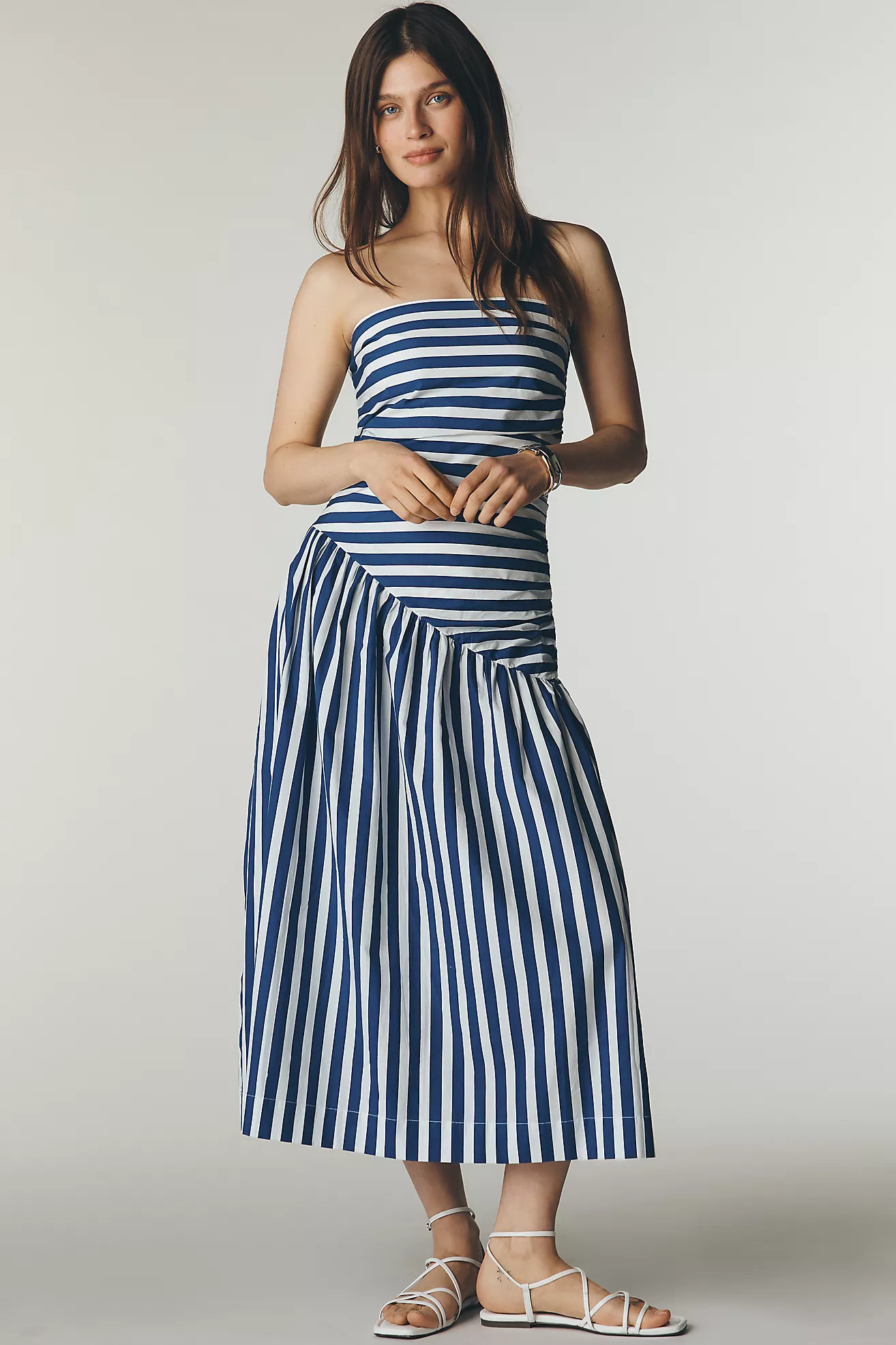 S/W/F Petite 100% Cotton Strapless Midi Dress | Anthropologie (US)