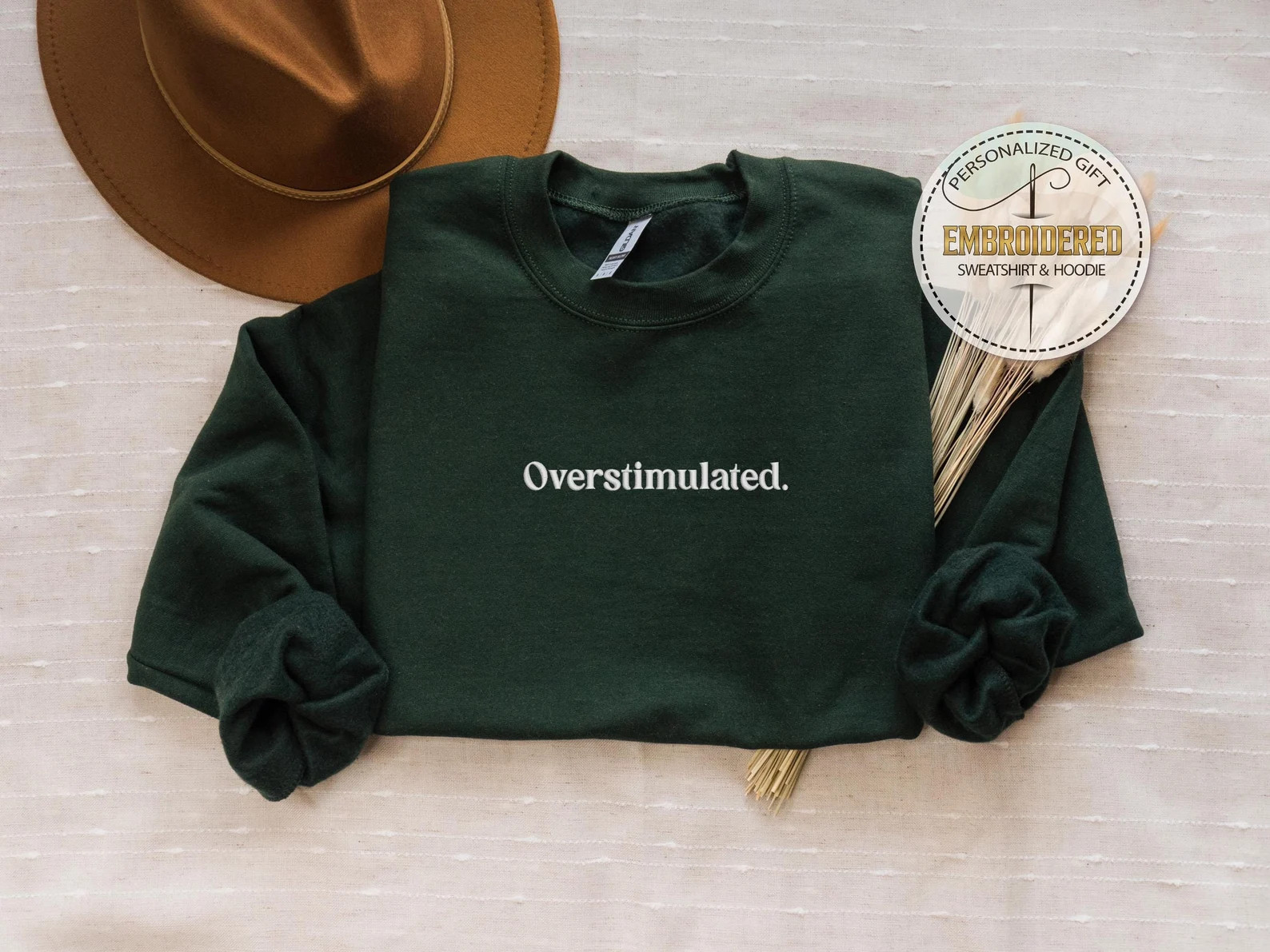 Overstimulated Embroidered Sweatshirt,sarcastic Gift Anxiety Sweatshirt, Mental Health Sweater, H... | Etsy (US)