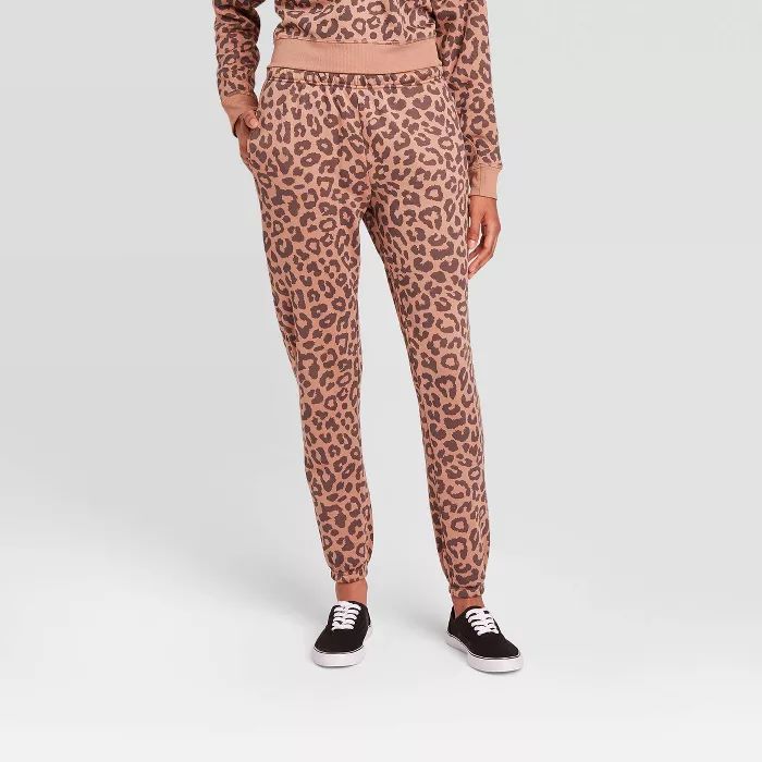 Women's Leopard Print Jogger Pants - Brown | Target
