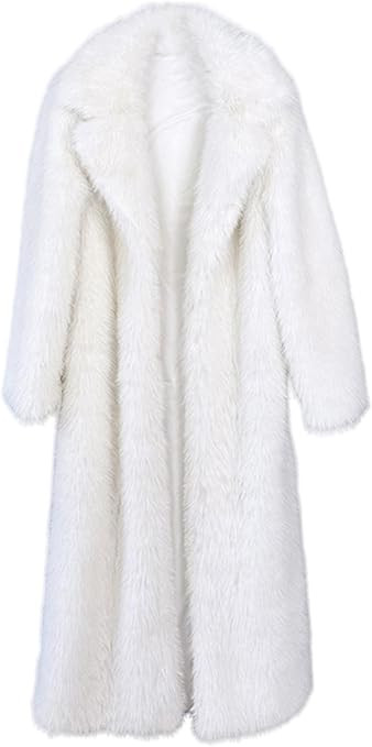 Fluffy Faux Fur Overcoat,Warm Outwear Parka Long Coat with Sleeves | Amazon (US)