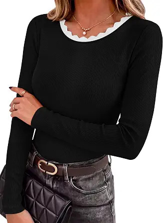 Long Sleeve Shirts for Women Fall Clothes Trendy Womens Tops Cute | Amazon (US)