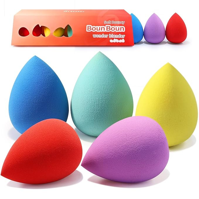 BEAKEY Makeup Sponge 5 Pcs Set, Makeup Sponges for Foundation, Liquid, Cream and Powder. Latex-Fr... | Amazon (US)