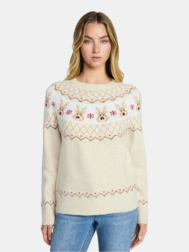 Holiday Time Women's and Women's Plus Pretty Christmas Sweater, Sizes XXS-3X | Walmart (US)