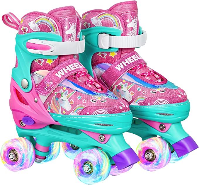 Truwheelz Rainbow Roller Skates for Girls Ages 6-12 & 3-5 | Adjustable Light up Roller Skates for... | Amazon (US)