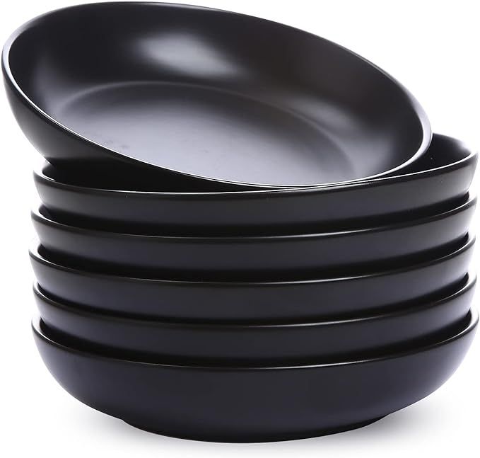 NJCharms Ceramic Pasta Bowls, Salad, Soup Bowls, Large Serving Bowl Set, 30 Ounces Wide and Flat,... | Amazon (US)