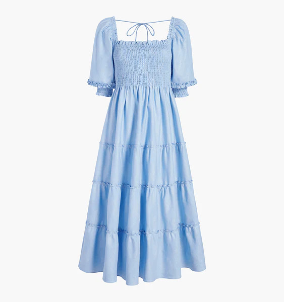 The Nesli Nap Dress - Light Blue Glitter Check | Hill House Home