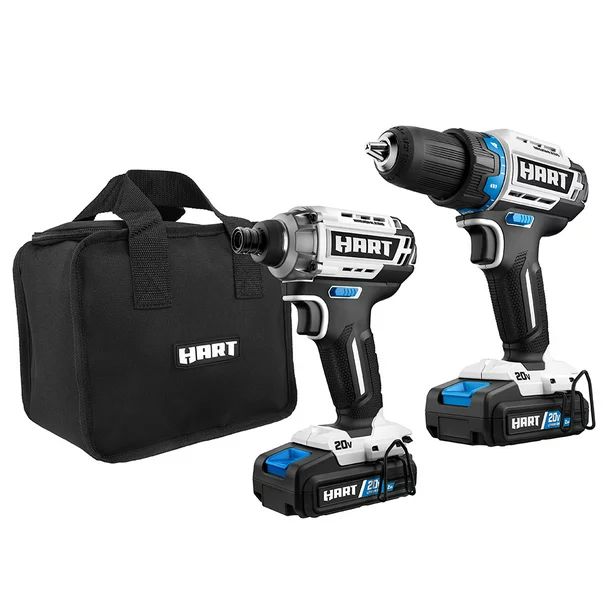 HARTHART 20-Volt Cordless Brushless Drill and Impact Combo Kit with 10-inch Storage Bag, (2) 2.0A... | Walmart (US)