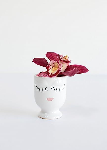 Small Ceramic Celfie Face Floral Vase | Amazon (US)
