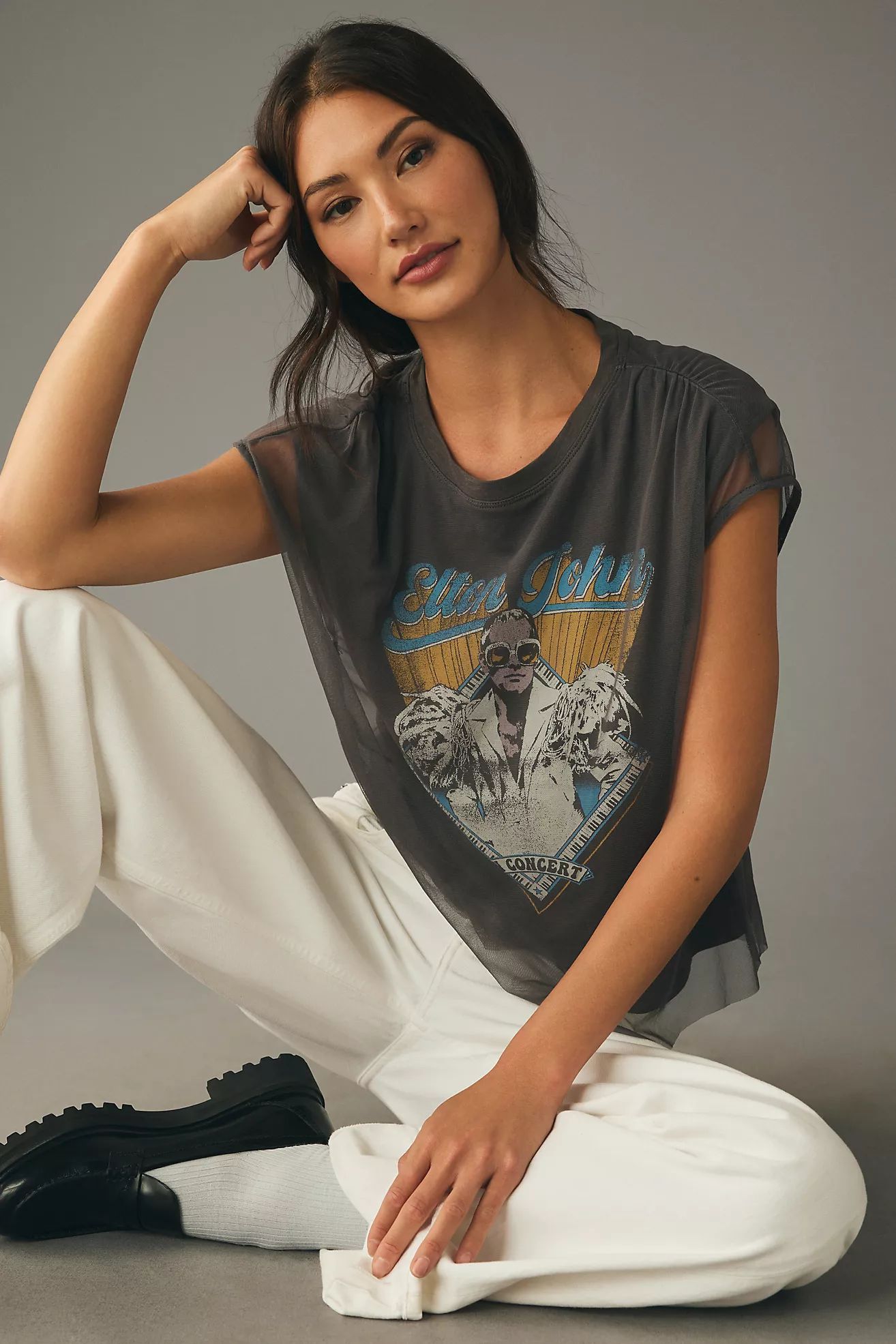 Pilcro Graphic Band Tulle Tee | Anthropologie (US)