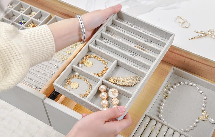 ProCase Set of 4 Stackable Jewelry Organizer Trays for Drawers, Jewelry Drawer Inserts Container ... | Amazon (US)