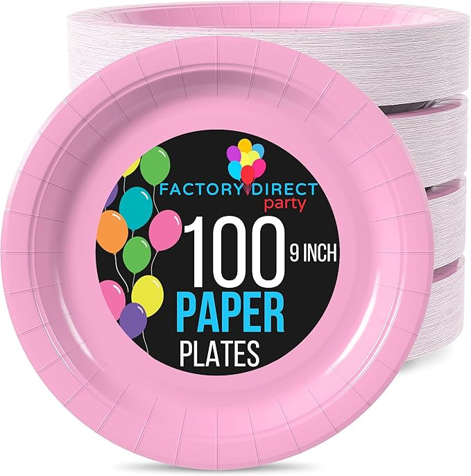 Exquisite Pink Paper Plates 9 Inch 100 Count - Pink 9 Inch Paper Plates - Bulk Paper Plates Pink ... | Amazon (US)