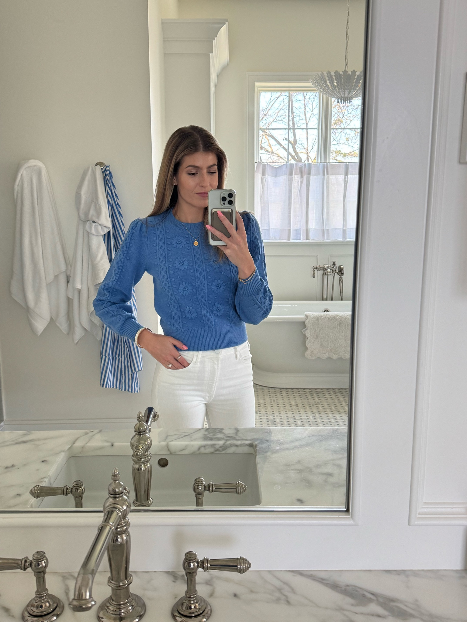 Spring sweater, white jeans, white denim, blue sweater, house of color summer, spring fashion, spring outfit 

#LTKHome #LTKStyleTip #LTKSeasonal