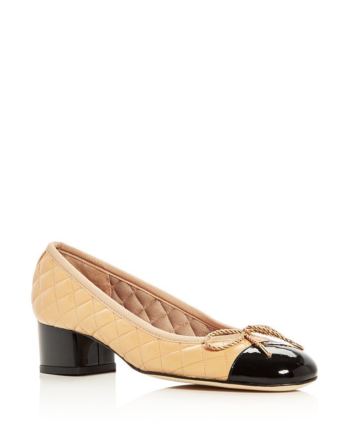 Women's Titou Quilted Leather Cap Toe Block Heel Pumps | Bloomingdale's (US)