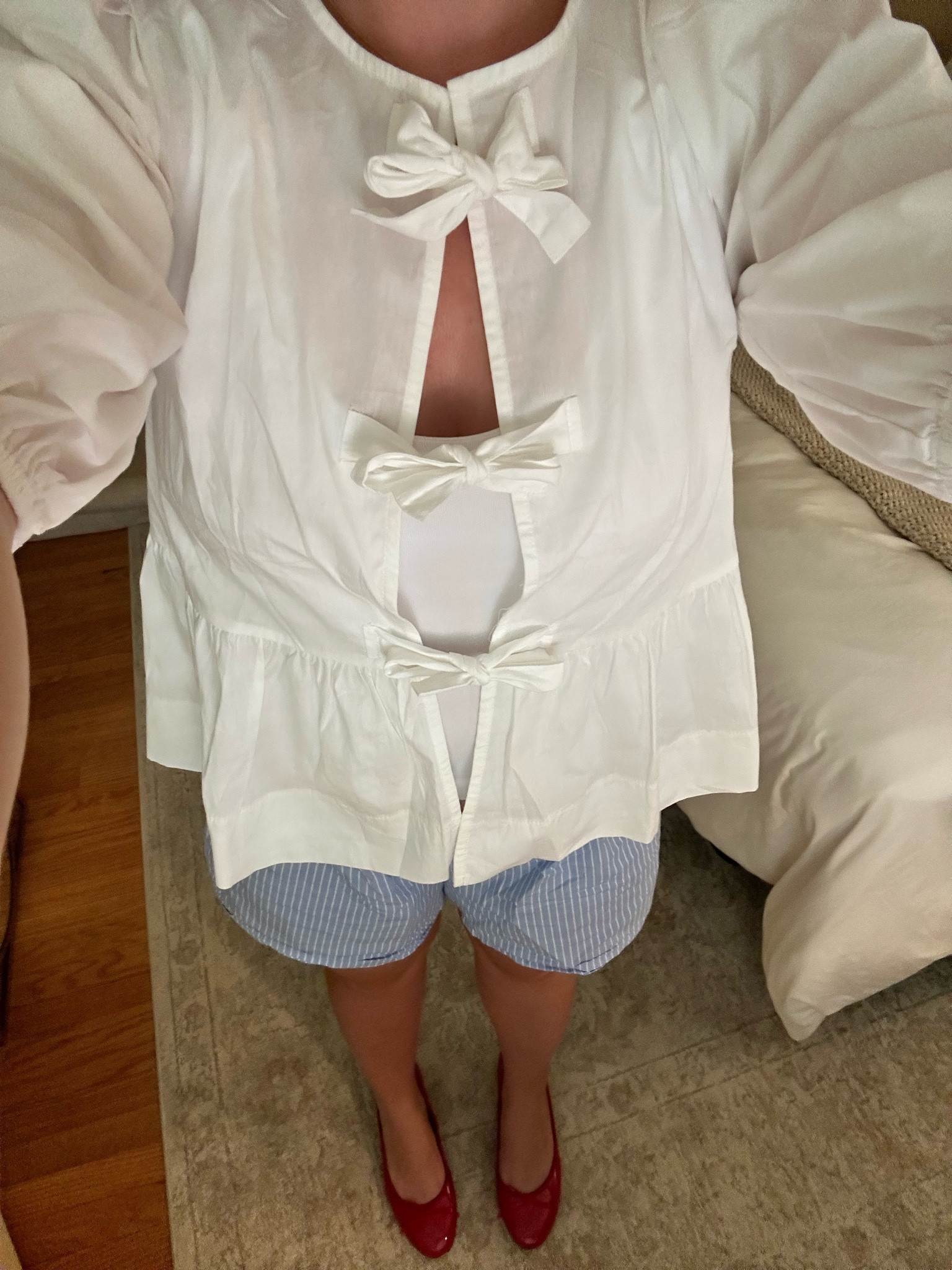 amazon peplum tie top dupe 🤍 for that copenhagen girly style 

#LTKStyleTip #LTKFindsUnder100 #LTKU