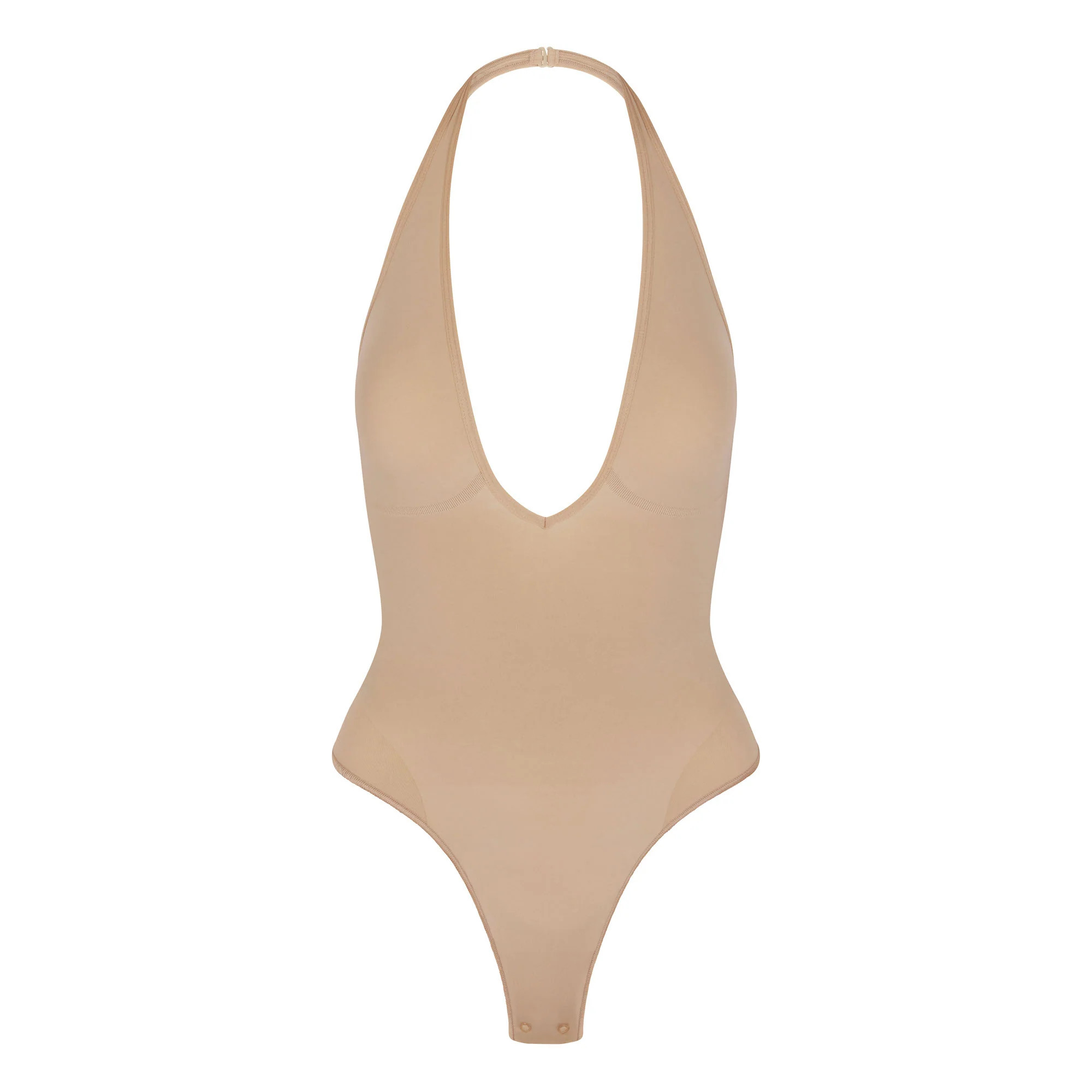 SEAMLESS SCULPT DEEP PLUNGE THONG BODYSUIT | CLAY | SKIMS (US)