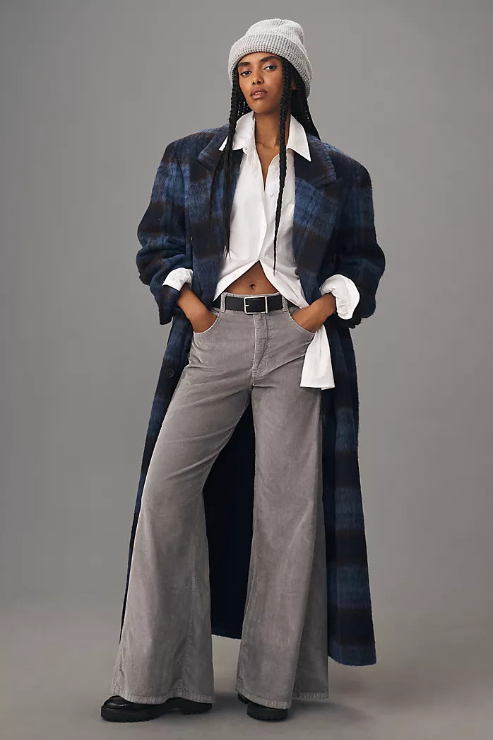 The Adi Mid-Rise Frayed Relaxed Flare Jeans by Pilcro: Corduroy Edition | Anthropologie (US)