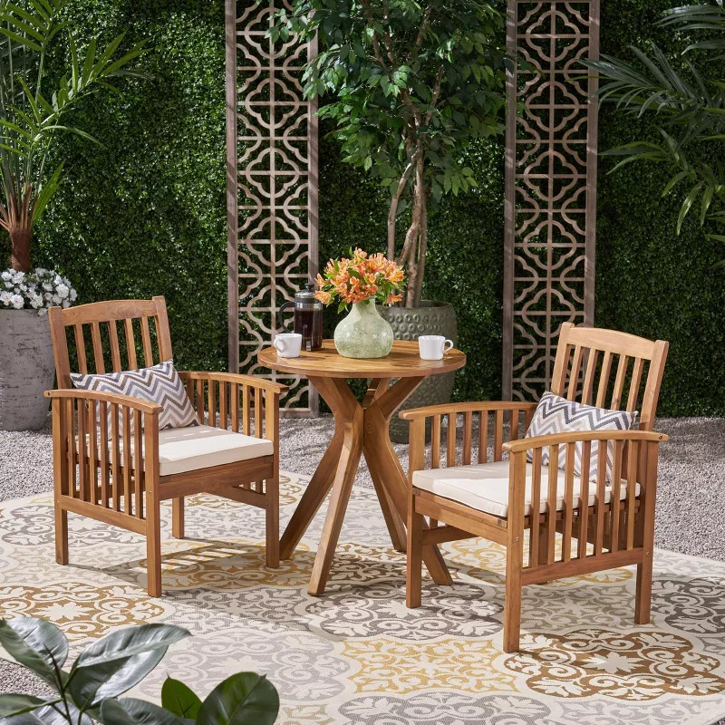 Casa 3pc Acacia X Leg Bistro Dining Set - Christopher Knight Home | Target