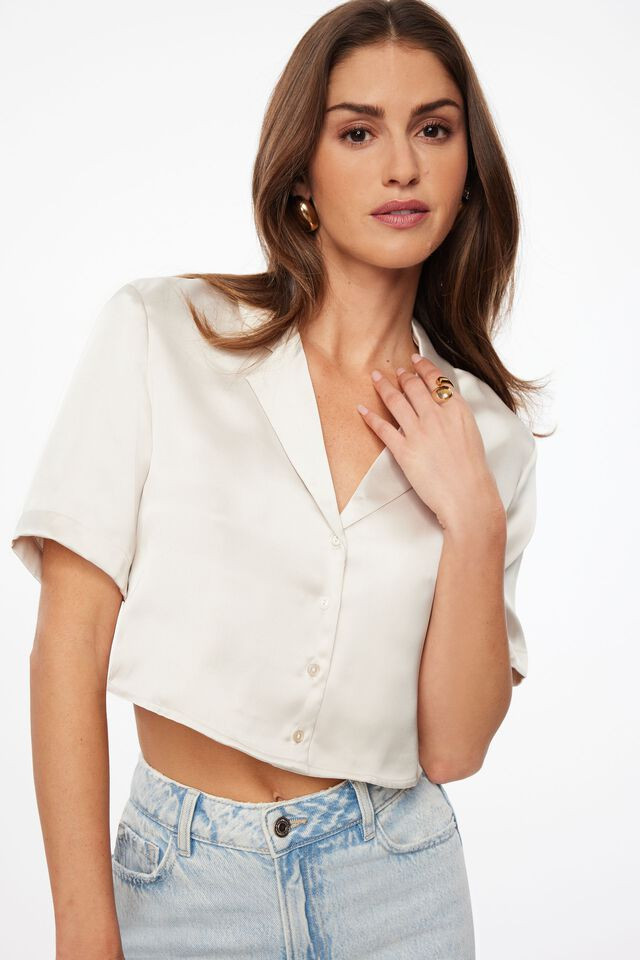 Lexie Satin Shirt | Dynamite Clothing