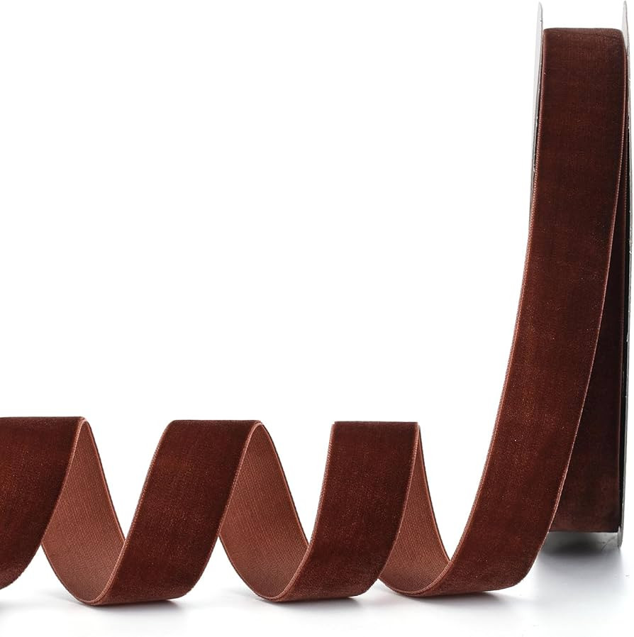 Coffee Velvet Ribbon,1" W x 20Yd Single Face,Great for Gift Wrapping,Hair Bows,Handmade Craft and... | Amazon (US)