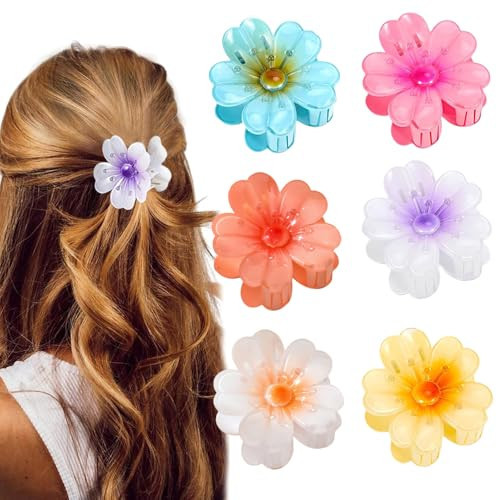 Flower Hair Claw Clips for Women,6 Pack 6 Colors Cute Hawaiian Sunflowers Hair Clips Non-Slip Summer Hair Accessories for Thick Hair & Thin Hair, Gifts for Teen Girls(6colors sunflower) | Amazon (UK)