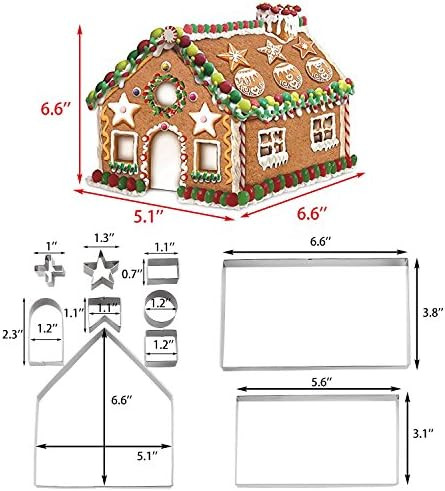 Gingerbread House Cookie Cutter Set - 3D House Cookie Cutters, Gingerbread House Kit for Holiday, Wi | Amazon (US)