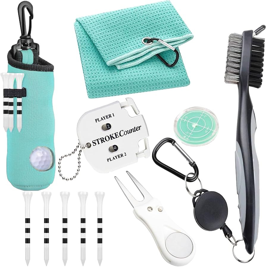 11 Pcs Golf Accessories Kit, Include Golf Ball Bag with Hook Tees Towel Cleaner Brush Ball Marker... | Amazon (US)