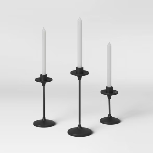 11"x4" Set of 3 Tapers Metal Candle Holder Black - Threshold™ | Target