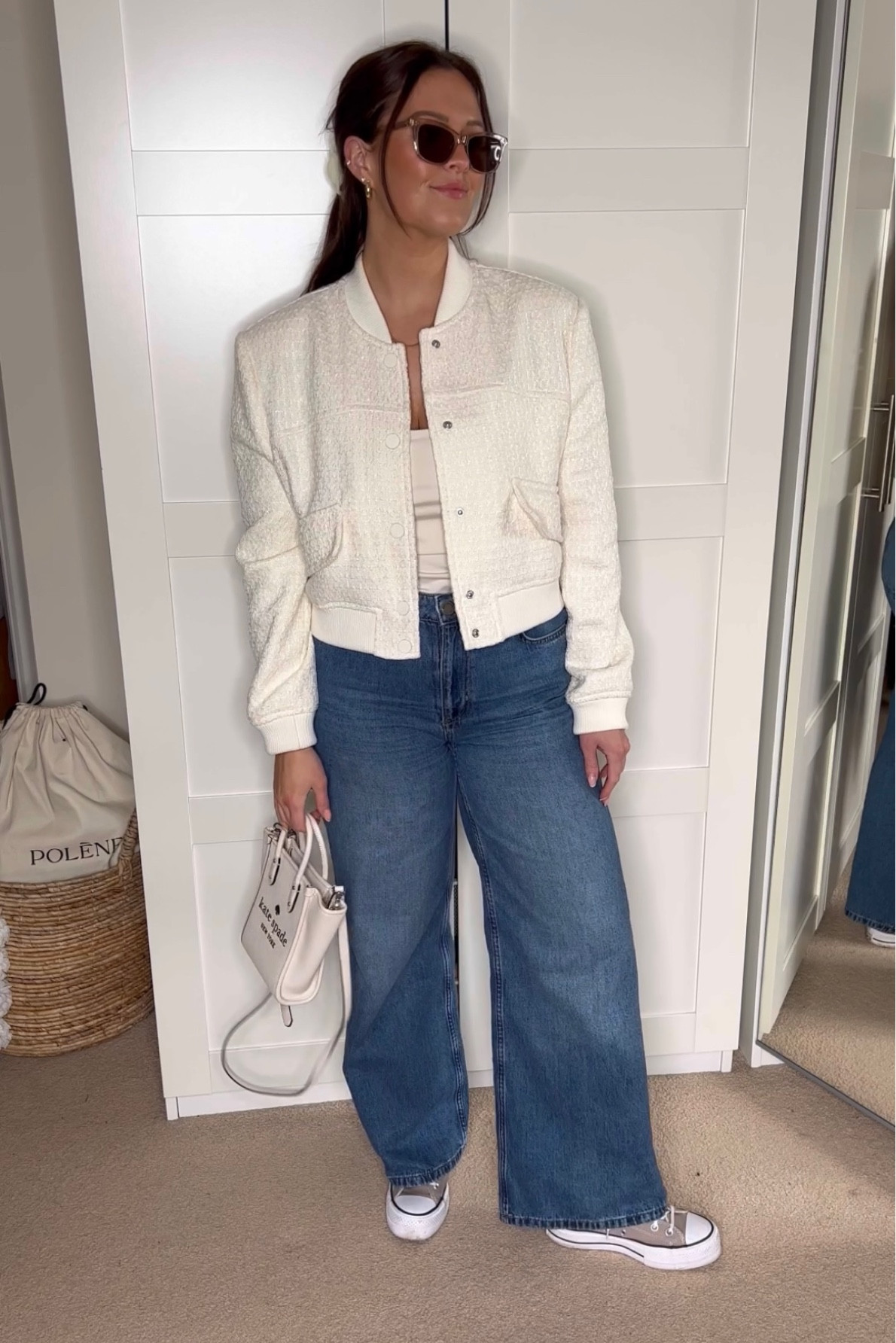 Day 4 of 7 days of spring outfits 🌸

Bomber jacket - River Island (Size 10)
Blue wide leg jeans - Mint Velvet (Size 12)
Lounge top - River Island (old) Size 10 
Converse high top platform - Office 
Sunnies - Bloobloom (Linked on IG)
Necklace - Monica Vinader 
Bag - Kate Spade

#LTKfindsunder50 #LTKmidsize #LTKeurope