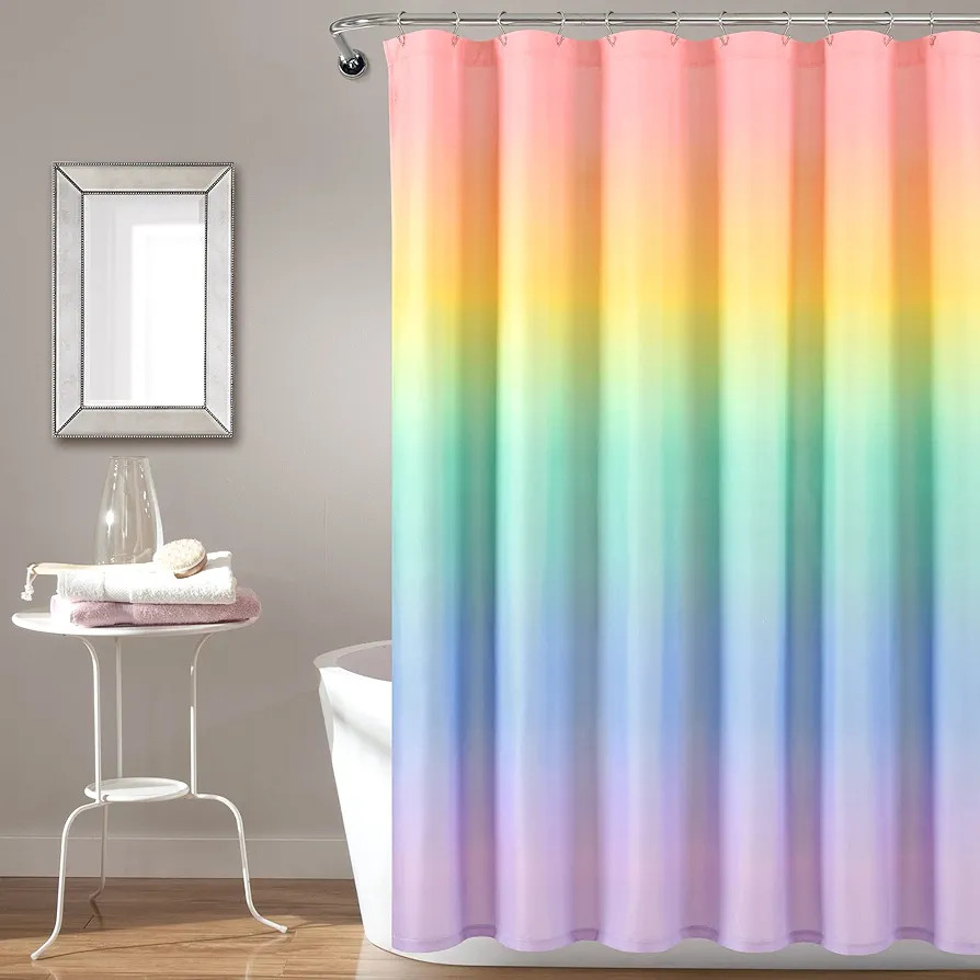 Lush Decor Rainbow Ombre Shower Curtain, 72" x 72", Rainbow & Turquoise | Amazon (US)